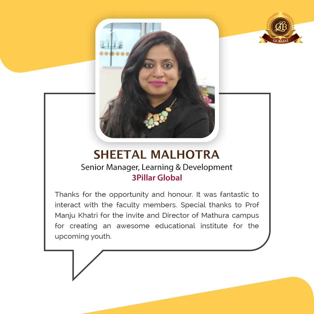 Sheetal Malhotra | GL BAJAJ, Mathura